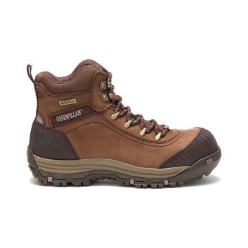 Women's Caterpillar Ally Waterproof Composite Toe Safety Boots Brown | CAT408-CA