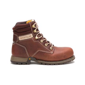 Women's Caterpillar Paisley 6" Steel Toe Work Boots Burgundy | CAT499-CA