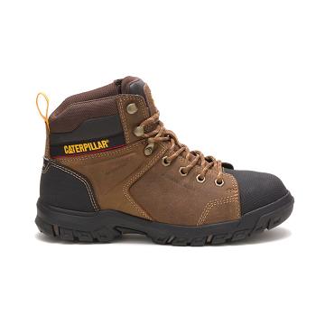 Women's Caterpillar Wellspring Waterproof Metatarsal Guard Steel Toe Safety Boots Brown | CAT430-CA