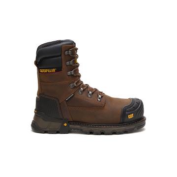 men Caterpillar Excavator XL 8" Waterproof Thinsulate™ Composite Toe Waterproof Boots Coffee | CAT13