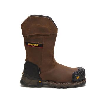 men Caterpillar Excavator XL Waterproof Composite Toe Work Boots Coffee | CAT109-CA