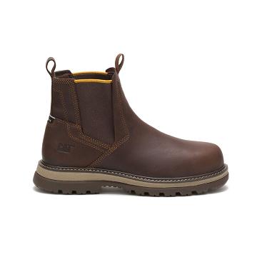 men Caterpillar Fairbanks Chelsea Steel Toe Work Boots Coffee | CAT112-CA