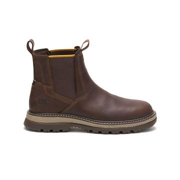 men Caterpillar Fairbanks Chelsea Work Boots Coffee | CAT111-CA