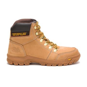 men Caterpillar Outline Safety Boots Brown | CAT010-CA