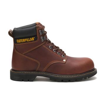 men Caterpillar Second Shift Steel Toe Safety Boots Burgundy | CAT064-CA