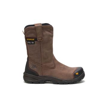 men Caterpillar Spur Steel Toe Work Boots Brown | CAT096-CA