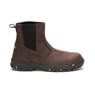 men Caterpillar Wheelbase Steel Toe Work Boots Coffee | CAT100-CA